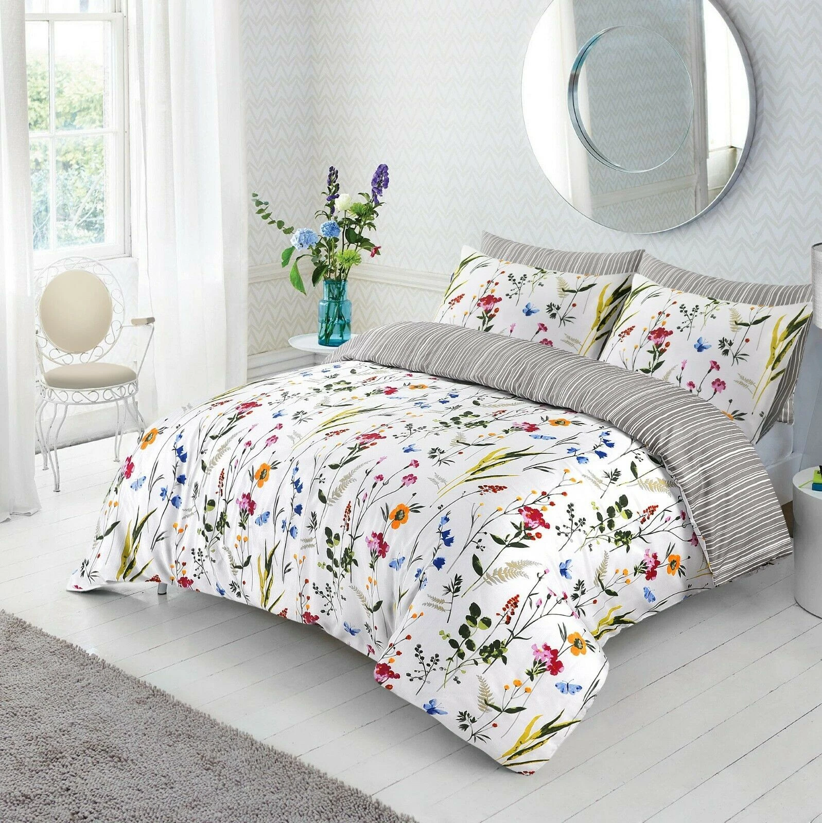 SOFT FIBER COTTON PRINT DUVET COVER QUILT SET BEDD